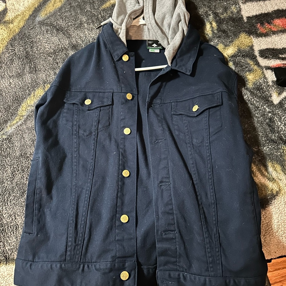 LRG Navy Denim Jacket with Gray Hood